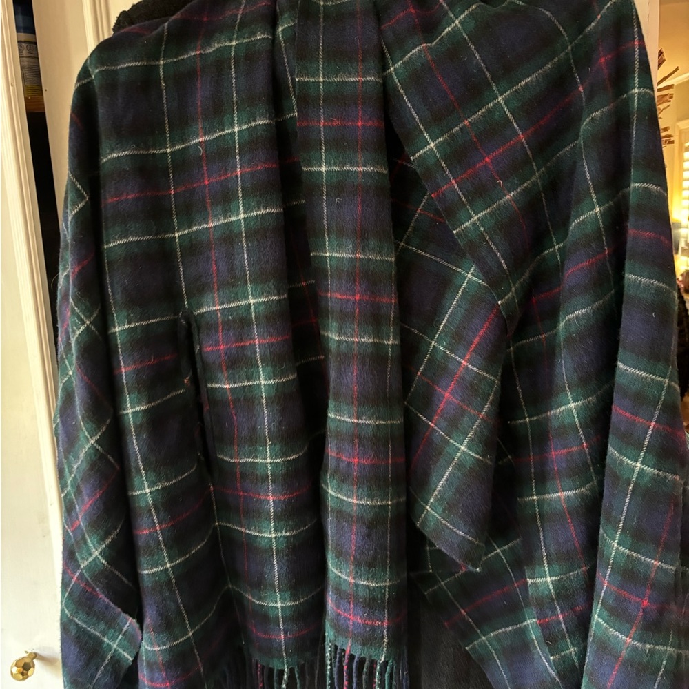 J crew plaid tartan cape shawl